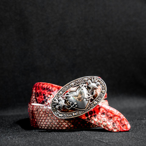 Damen Gürtel Luxus Echt Python Leder Rot