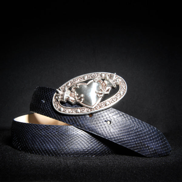 Damen Gürtel Luxus Echt Python Leder Blau
