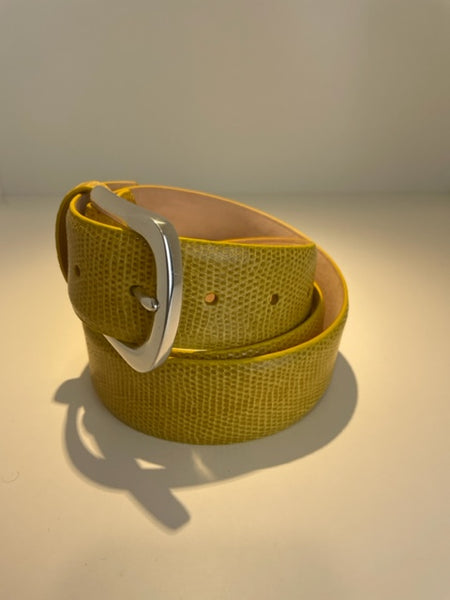 Lizard/Echsen Leder Damen Gürtel CARIBBEAN in Farbe Gelb/Mais